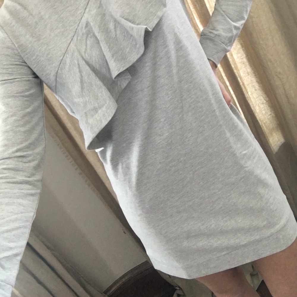 Nordstrom Love Fire Sweatshirt Ruffle Dress Grey